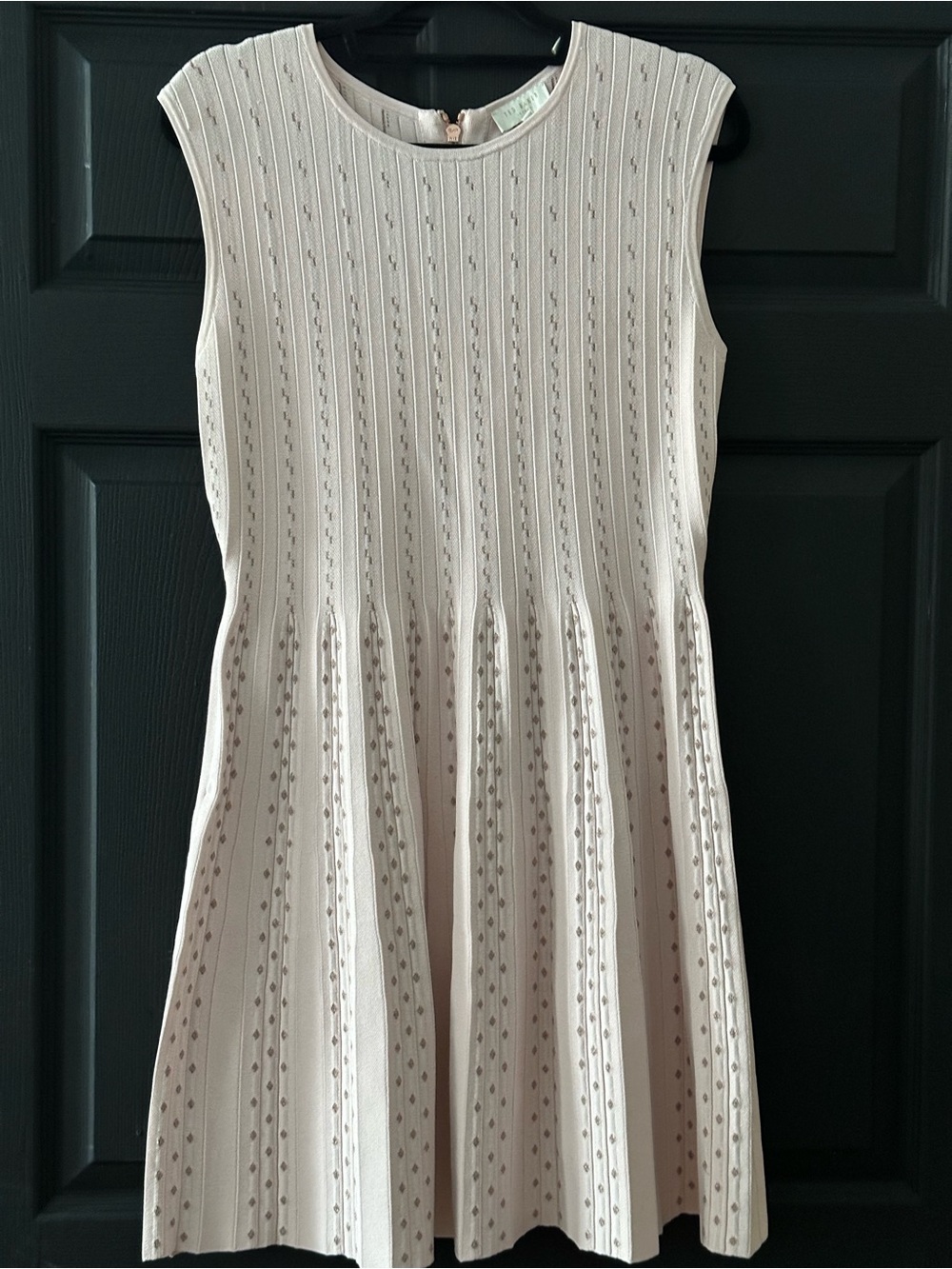 Ted Baker Cream Sleeveless Fit-and-Flare Knit Dress